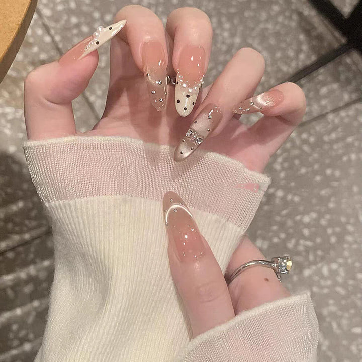 Crystal-Adorned Elegant Stiletto Nail Tips