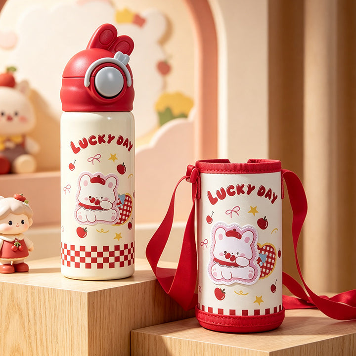 Women's insulated bottle with practical carrying device and playful design Stornfield