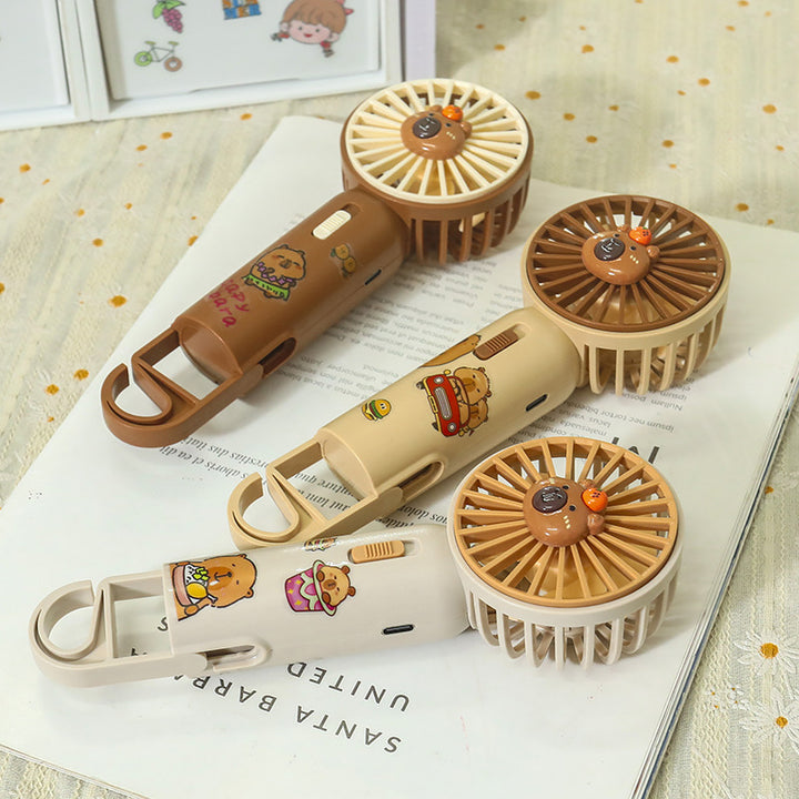 Women Portable Hand Fan with Cute Bear Design and LED Lighting Stornfield