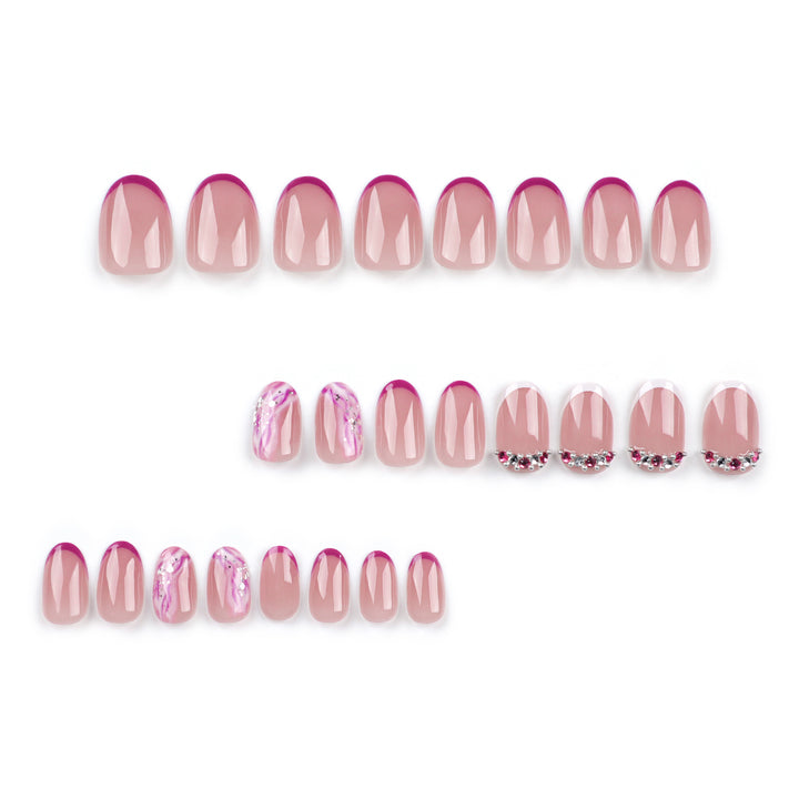 Elegant artificial nails with glamorous gradient colors and rhinestone accents Stornfield