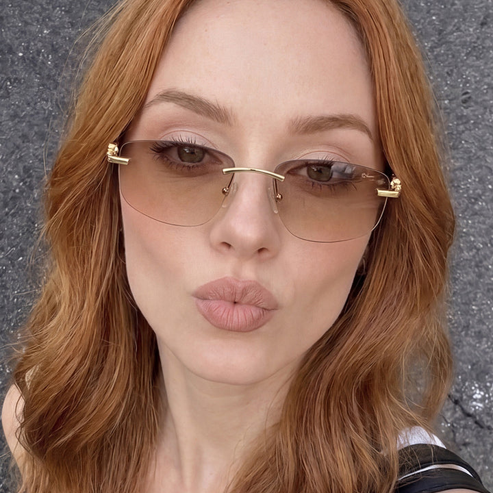Ladies elegant semi-rimless glasses with luxurious metal frame and transparent lenses Stornfield