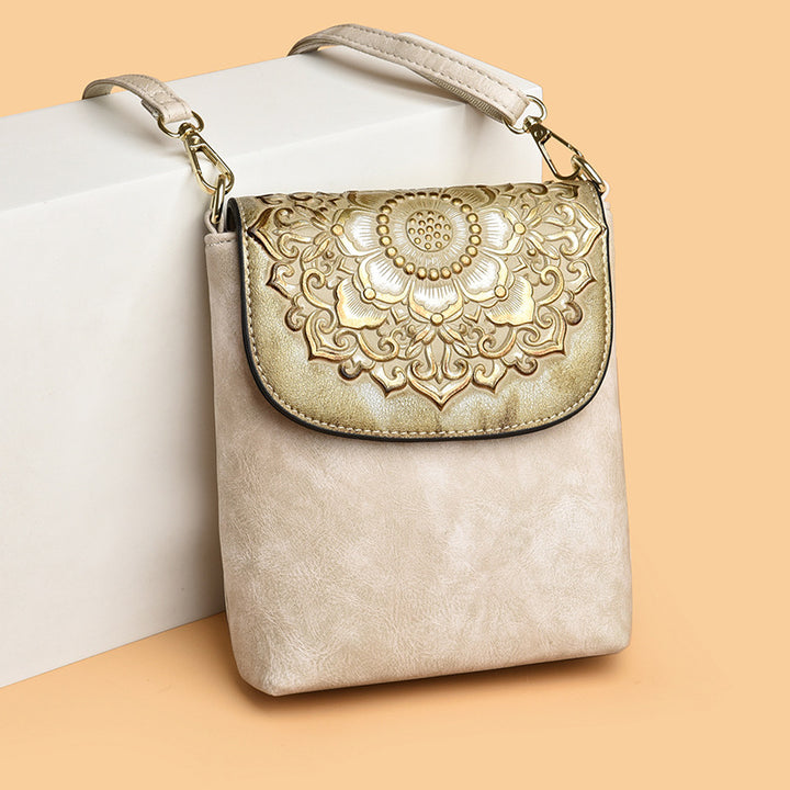 Decorative Embossed Crossbody Handbag