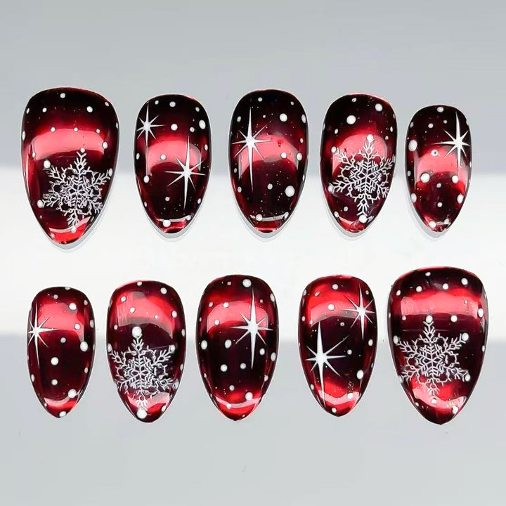 Festive Snowflake Press-On Nail Art