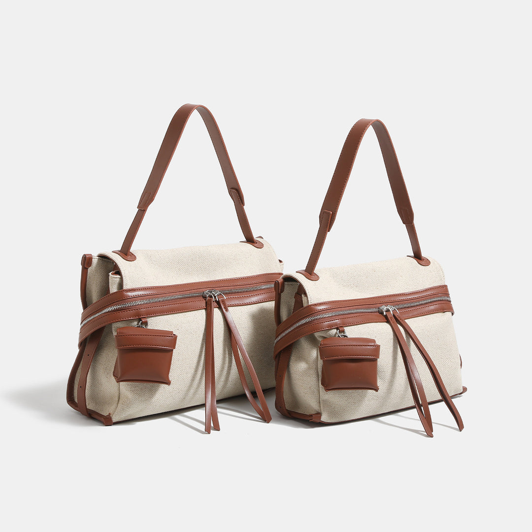 Versatile Canvas Tote Bag with Leather Accents