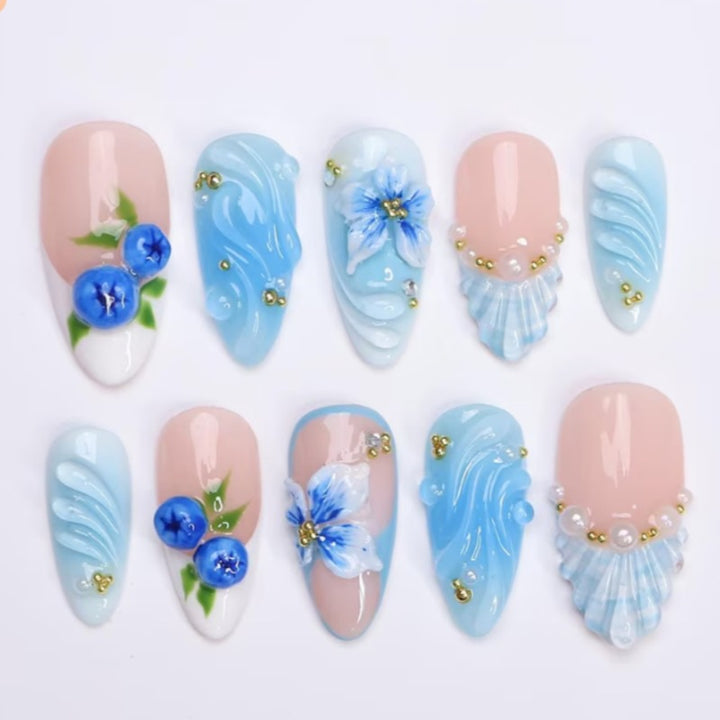 Floral Decorative Press-On Nail Set Stornfield