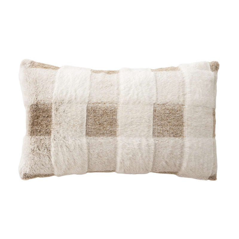 Square decorative cushion made of soft faux fur with inner cushion