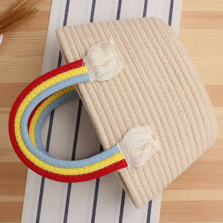 Cheerful straw bag with colorful handles Stornfield