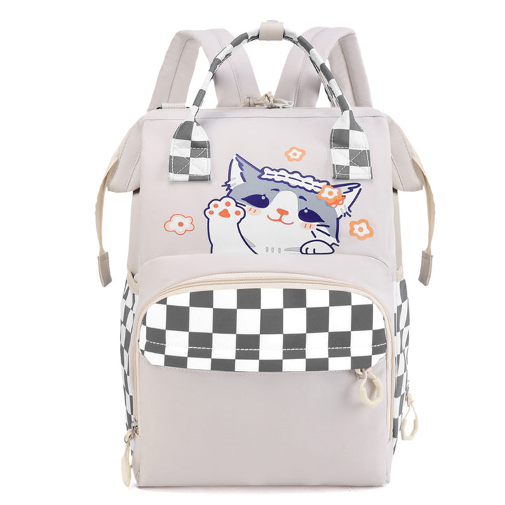 Playful Cat-Themed Multi-Pocket Backpack Stornfield