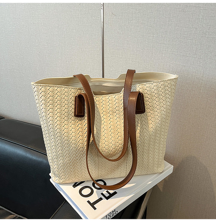 Woven Leather Shoulder Tote Bag Stornfield