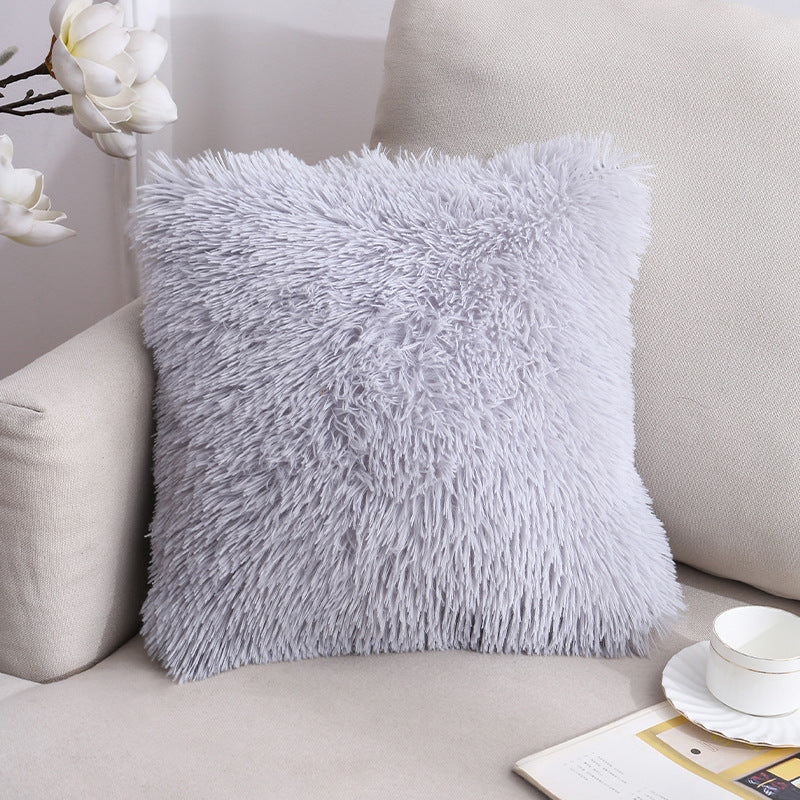 Plush Faux Fur Square Decorative Pillow Cover with Hidden Zipper and Long Pile