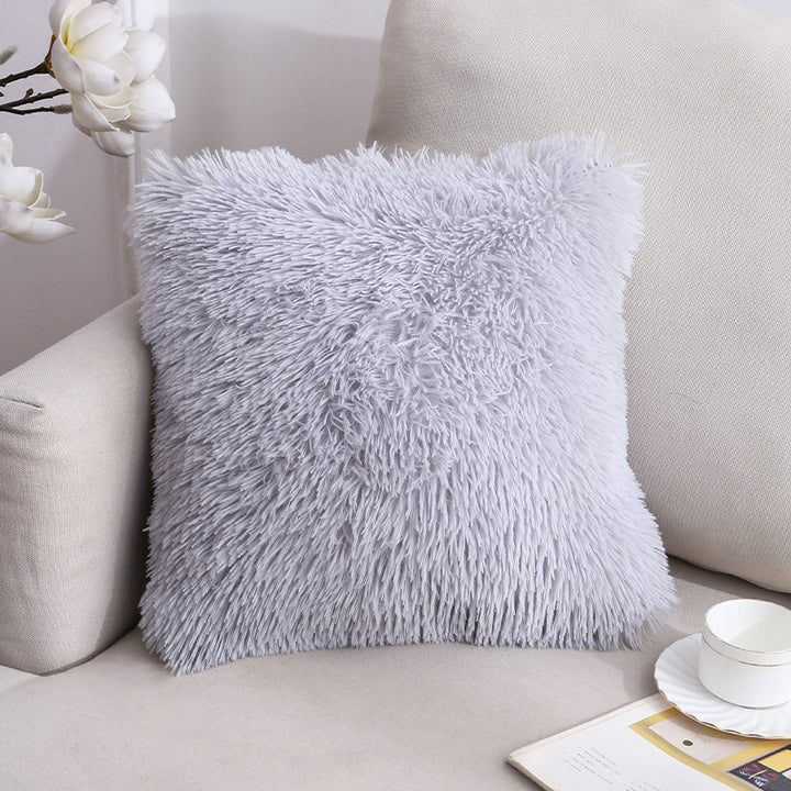 Plush Faux Fur Square Decorative Pillow Cover with Hidden Zipper and Long Pile