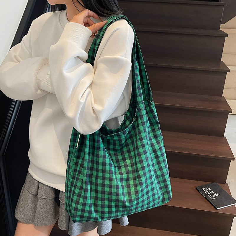 Gingham Patterned Hobo Bag
