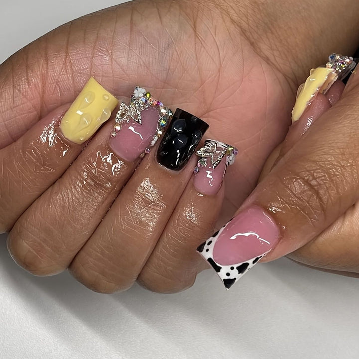 Artistic Multi-Texture Nail Extensions Stornfield