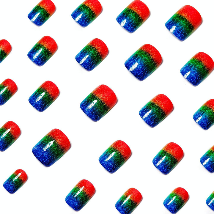 Creative Gradient Colorful Nail Art with Glitter Effects Stornfield