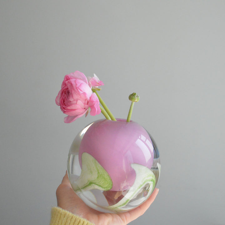 Handblown Encased-Glass Bud Vase with Sculptural Petal Inclusions Stornfield