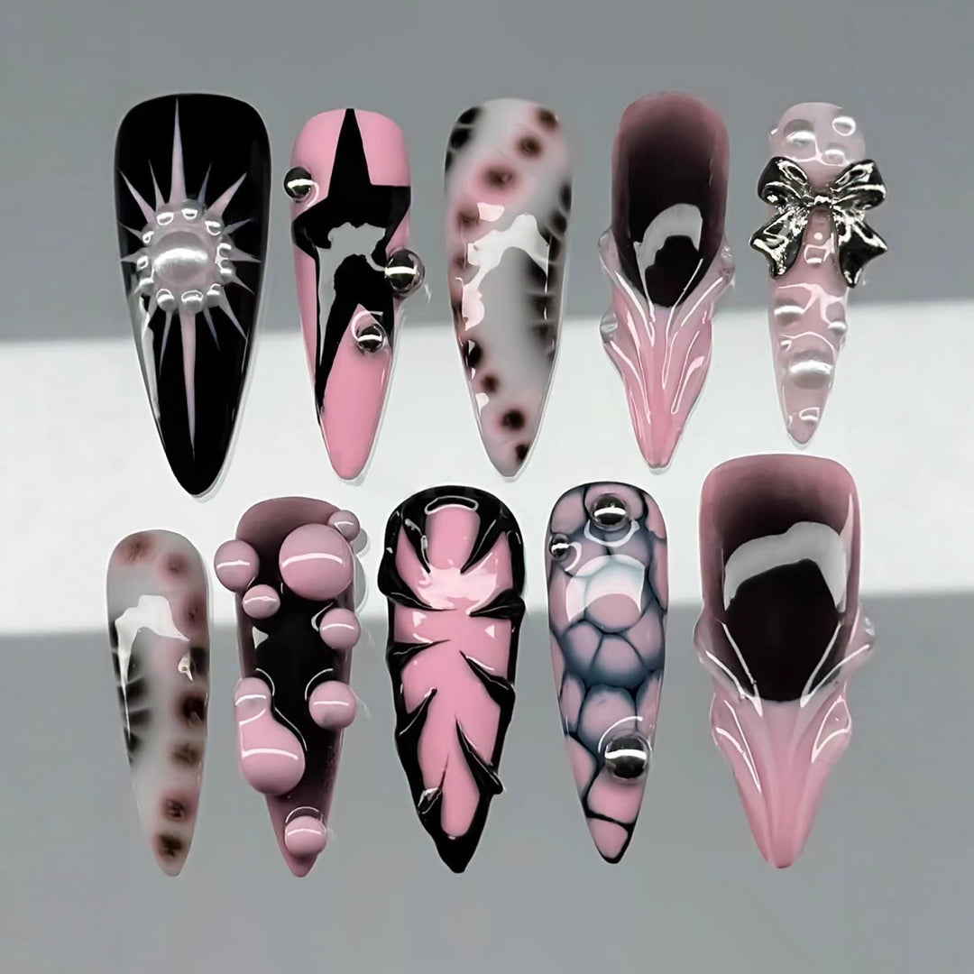 Ocean-Inspired 3D Decorative Press-On Nail Set Stornfield