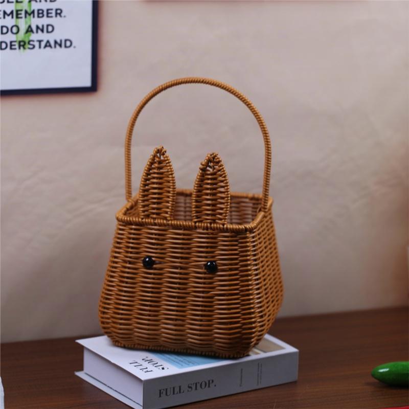 Whimsical Rabbit-Shaped Woven Basket Stornfield