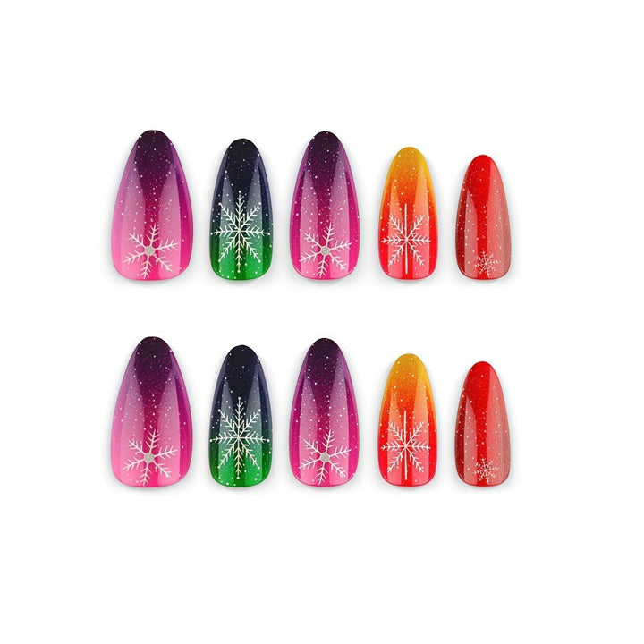 Artificial nails with snowflake motif in glitter finish Stornfield