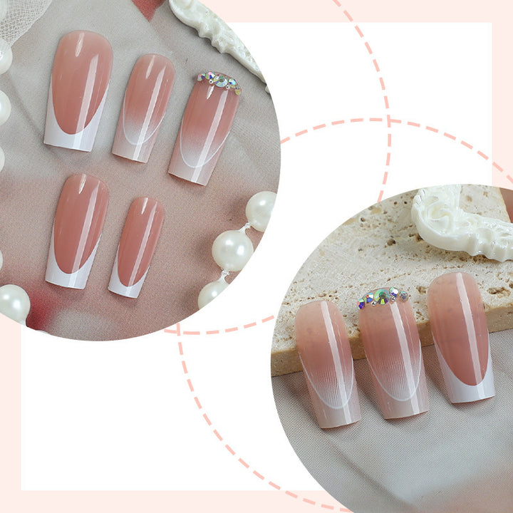 Artificial nail set with elegant ombre accents and seductive rhinestones Stornfield