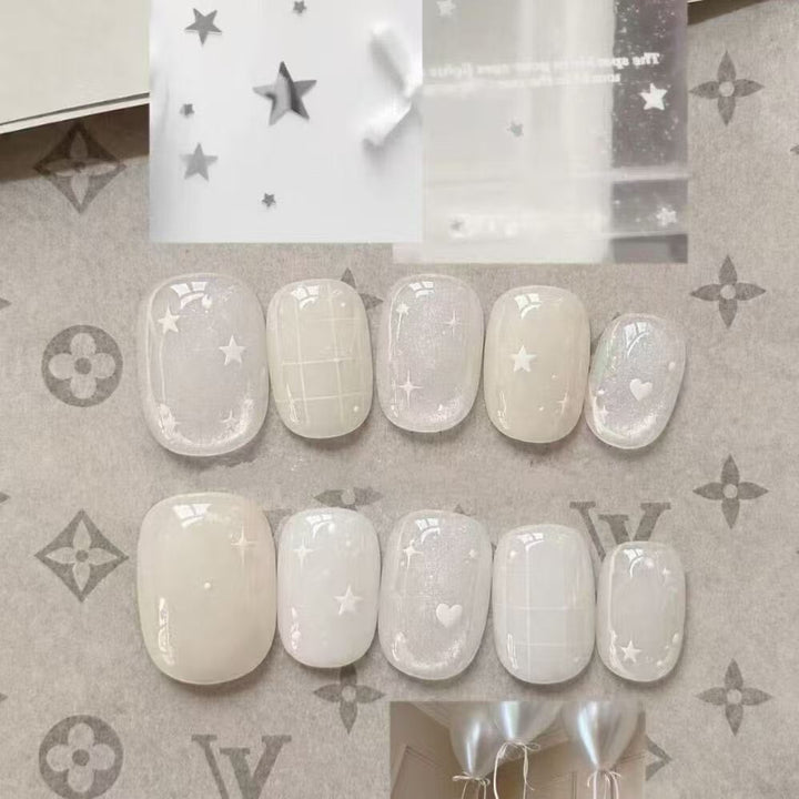 Elegant Press-On Nail Art Set with Bow and Dots Stornfield