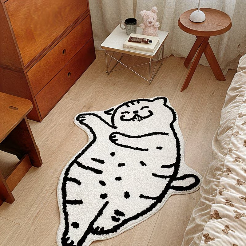 Cute Cow-Shaped Plush Area Rug