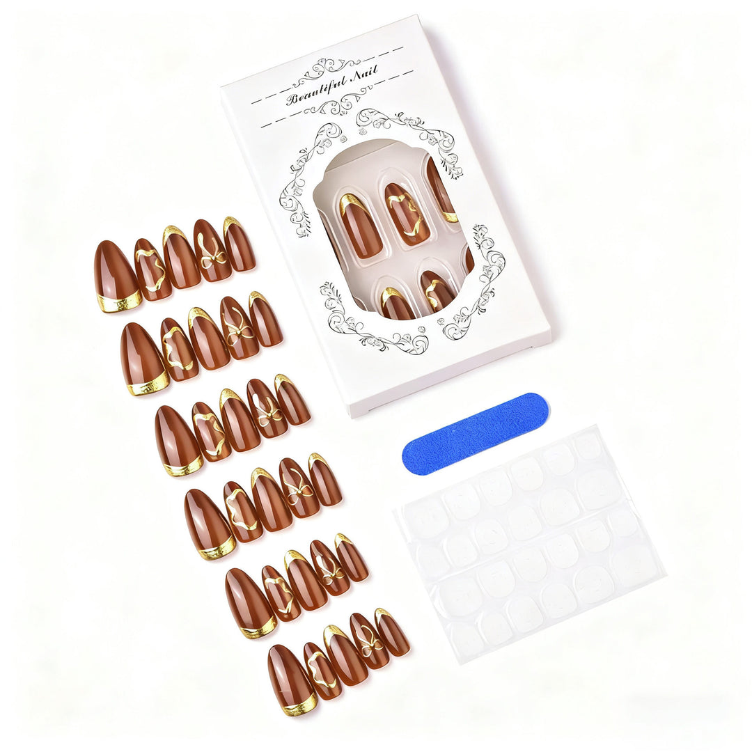 Elegant artificial nails with gold accents Stornfield