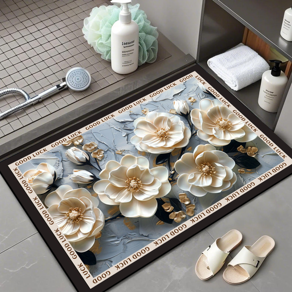 Floral Patterned Comfort Bath Mat Stornfield