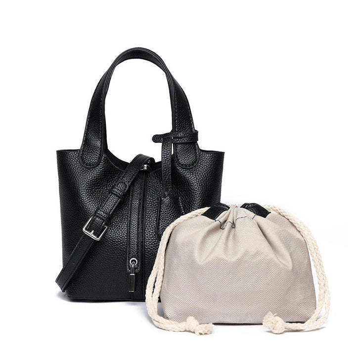 Dual-Compartment Textured Leather Tote Bag Stornfield