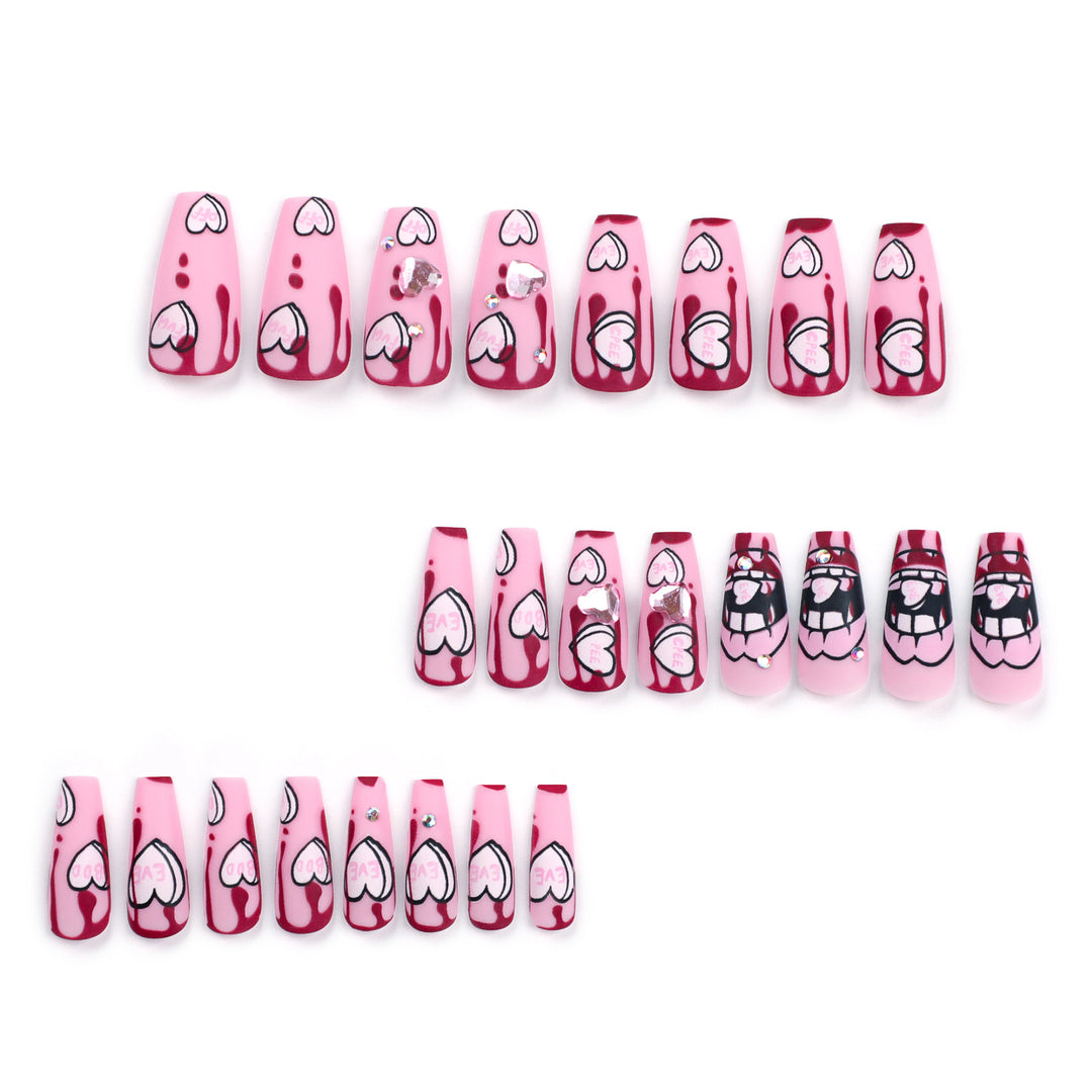 Artful stiletto nails with hearts and glitter accents Stornfield