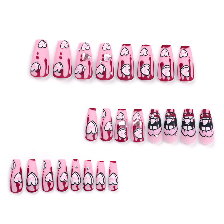 Artful stiletto nails with hearts and glitter accents Stornfield
