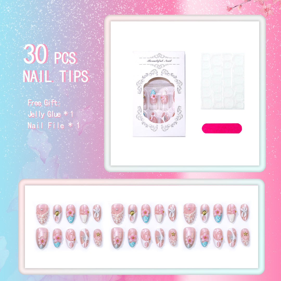 Decorative Coastal-Inspired Press-On Nail Set