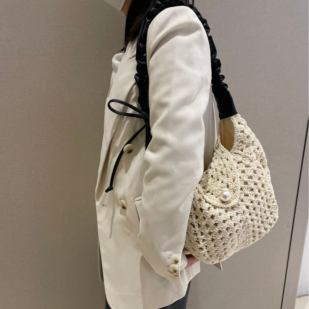 Hand-knotted all-rounder bag with elegant pearl decoration Stornfield