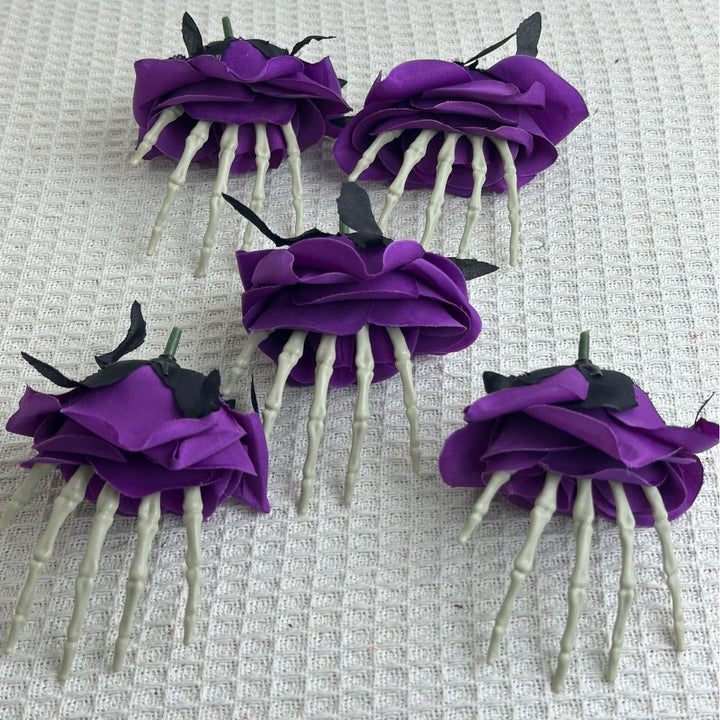 Set of delicate fabric rose hair clips for bridal and festive hairstyles