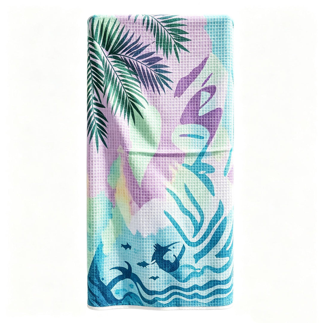 Multifunctional beach blanket with appealing tropical pattern Stornfield