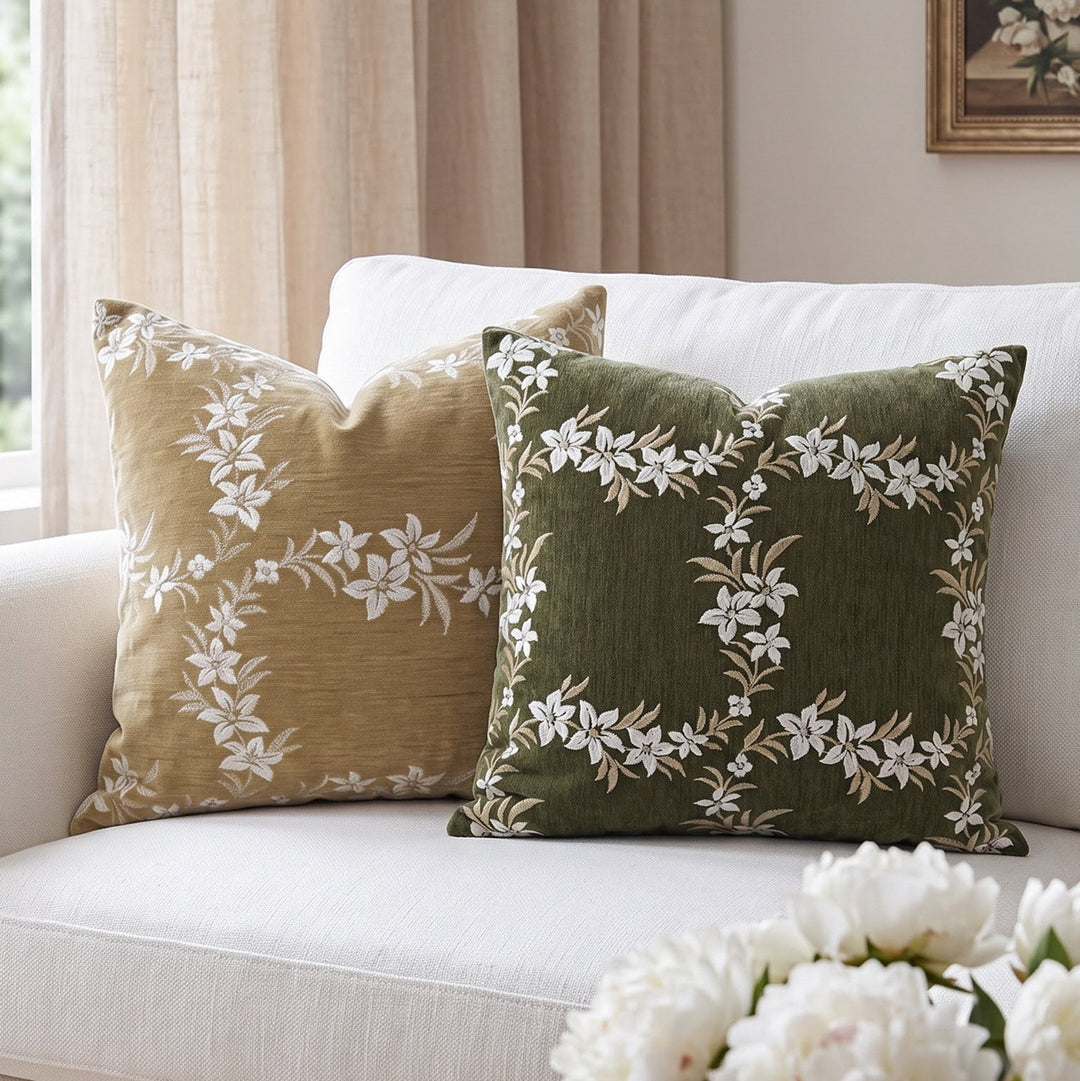 Elegant and artistically embroidered decorative pillow
