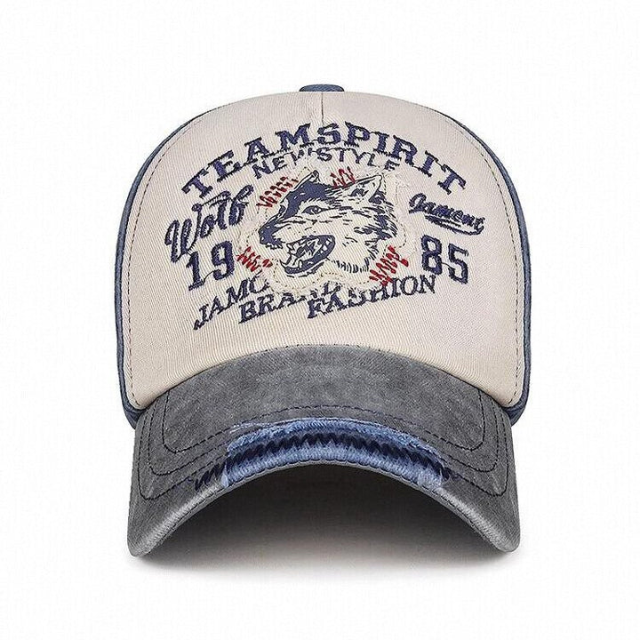 Men's Vintage-Inspired Wolf Graphic Baseball Cap Stornfield