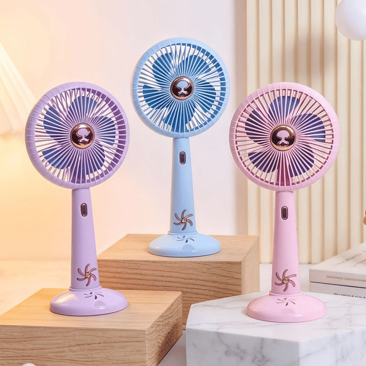 Cooling rechargeable handheld and tabletop fan with detachable base and USB charging Stornfield