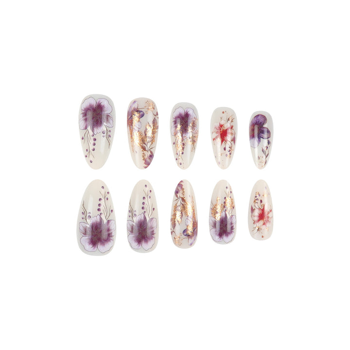 Floral-Design Elegant Stiletto Press-On Nails Stornfield