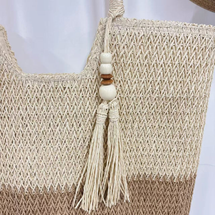 Macrame Tote Bag with Fashionable Tassel Accent Stornfield