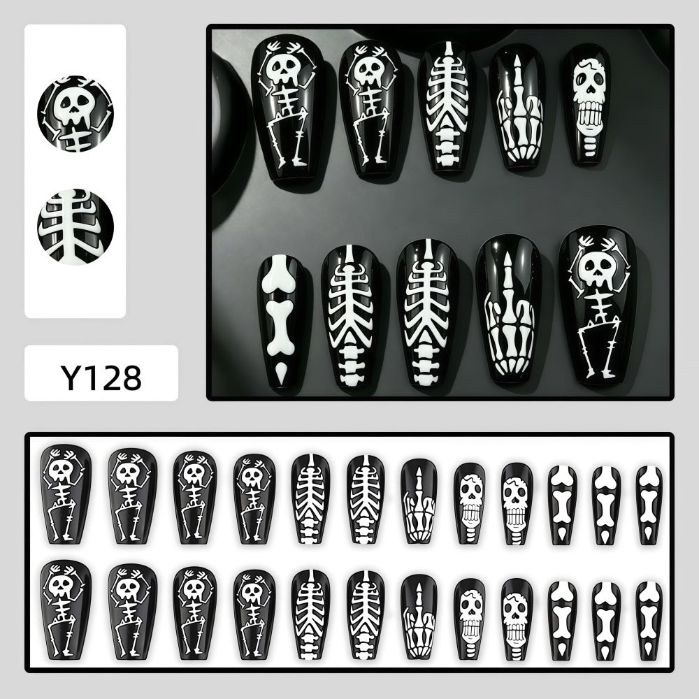 Art Nail Set with Skeleton Designs Stornfield