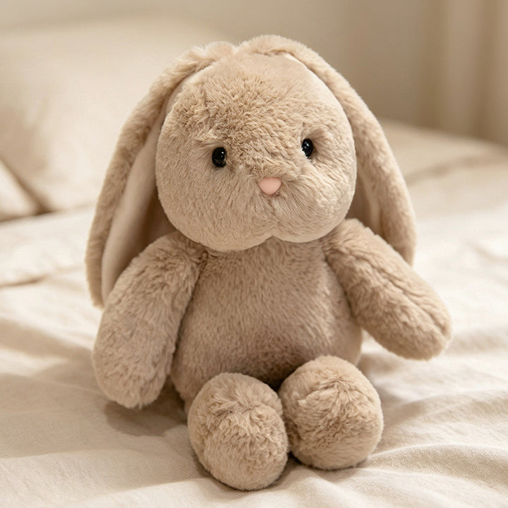 Plush Sitting Bunny Comforter Toy with Dropped Ears Ultra-Soft Faux-Fur and Bean-Fill Base Stornfield