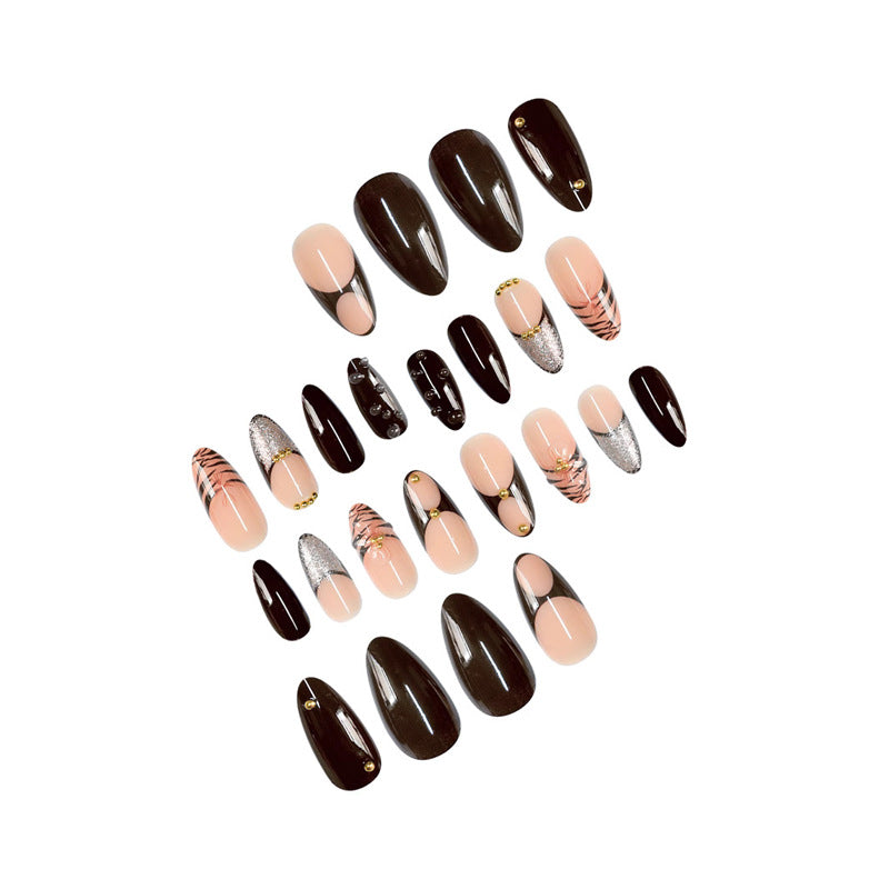 Artistic Stiletto Press-On Nail Art with Butterfly Accents Stornfield