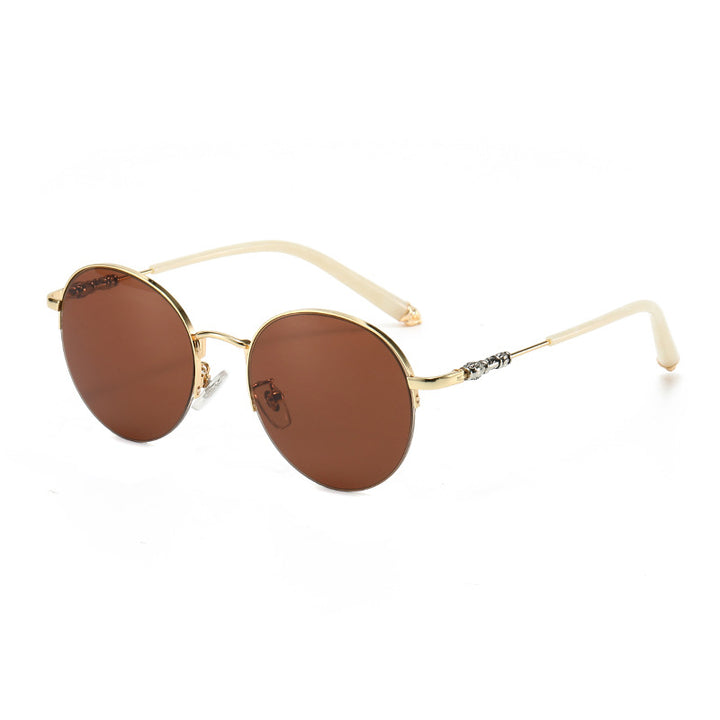Women's round sunglasses with elegant metal frame and comfortable nose pads Stornfield