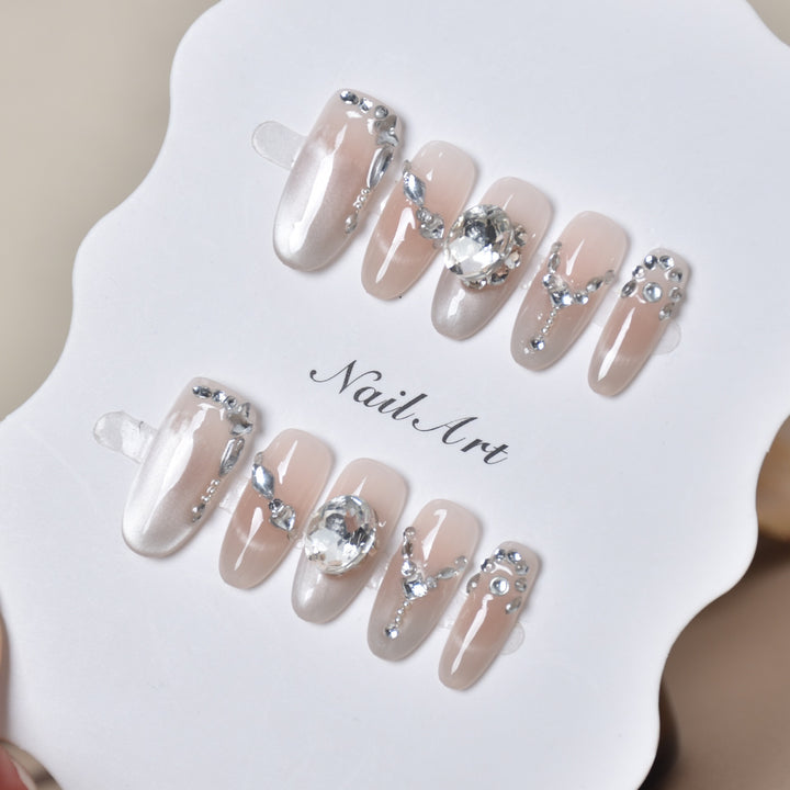 Elegant Crystal-Embellished Press-On Nail Extensions Stornfield