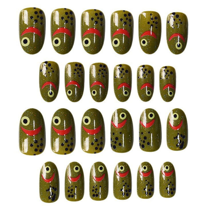 Fashionable Matte Finish Press-On Nails with Metallic Stripes Stornfield