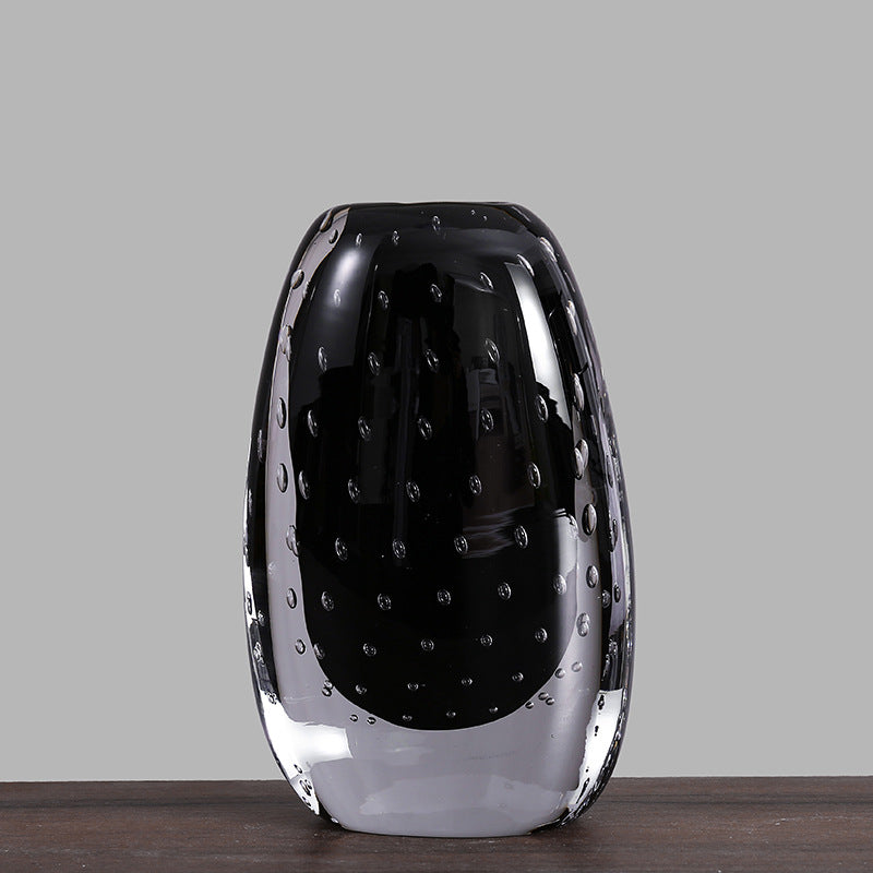 Handblown Encased-Bubble Sculptural Glass Vase Stornfield