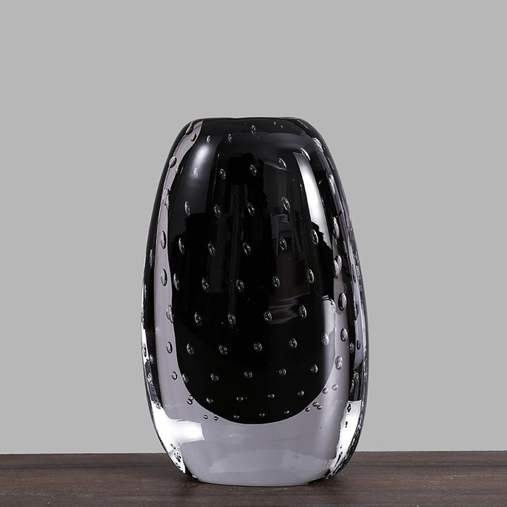Handblown Encased-Bubble Sculptural Glass Vase Stornfield