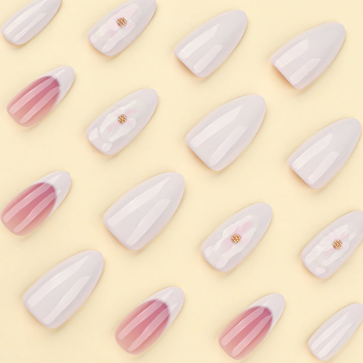 Artificial nails with flower accents and French tip Stornfield