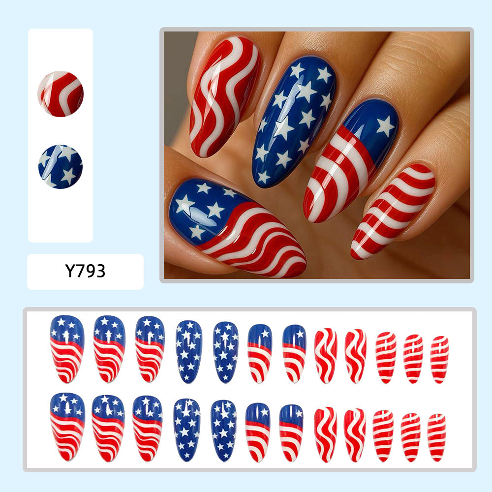 Artificial Nails in Patriotic Waves and Stars Design Stornfield