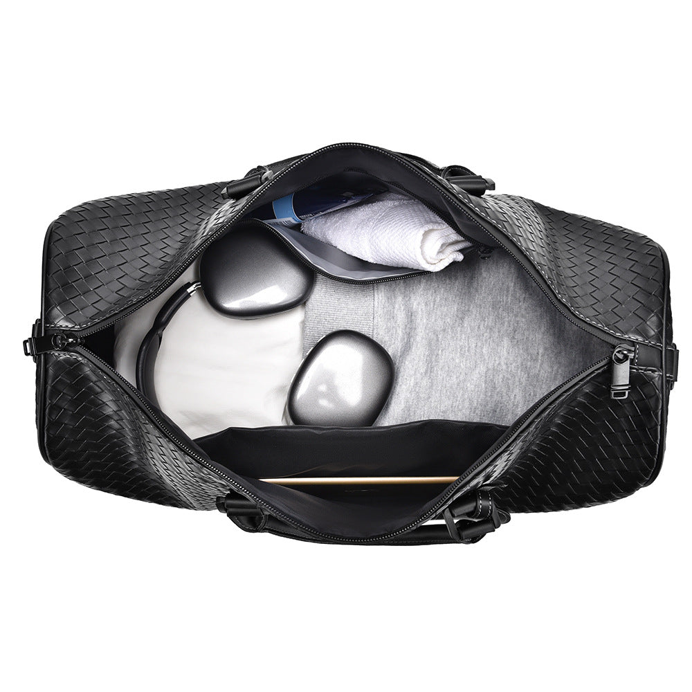 Woven Leather Weekend Travel Duffle Bag Stornfield